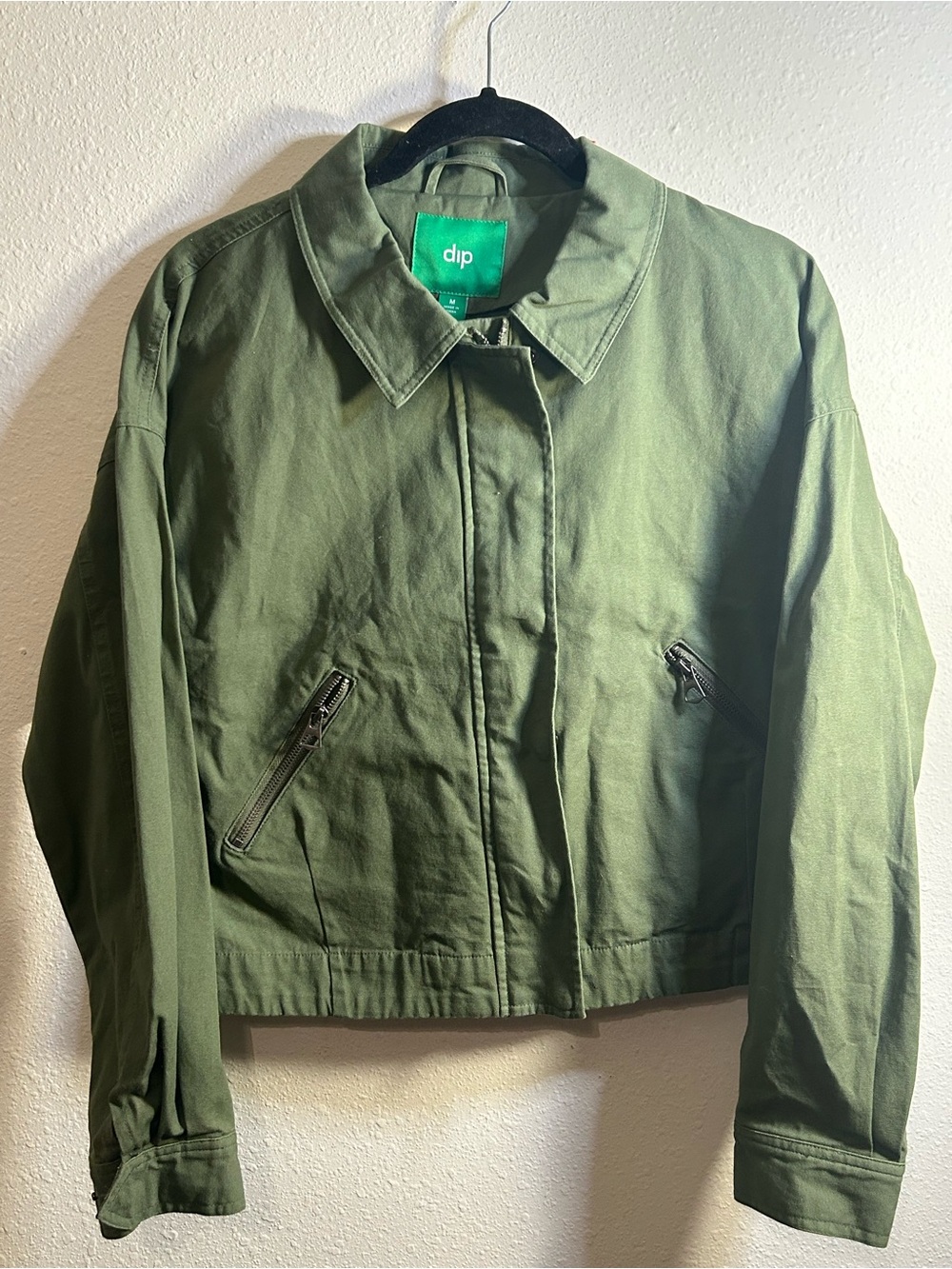 dip Olive Utility Cotton Jacket in Army Green